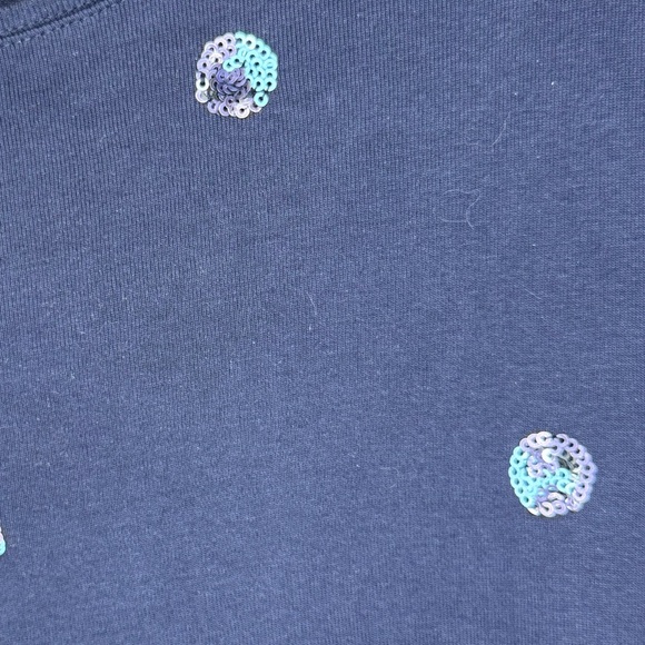 Talbots Blue Short Sleeve Tee with Sequins - Picture 4 of 4